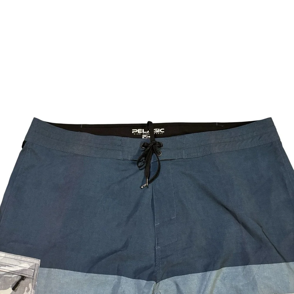Pelagic‎ Blue Water Board Shorts Blue Camo Mens 40x10 Beach Summer Fishing